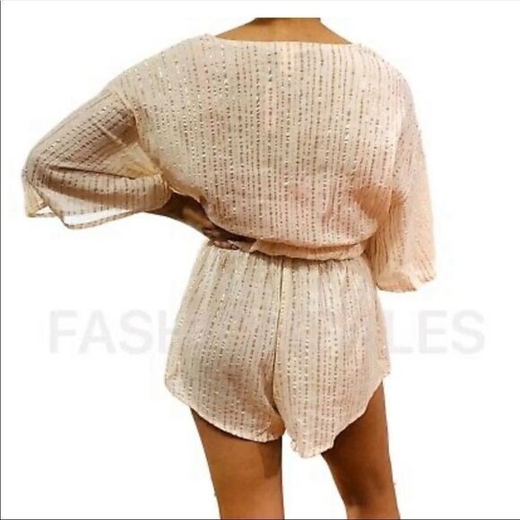 Victoria’s Secret Sexy Metallic golf striped Romper Small $70 - Picture 4 of 5